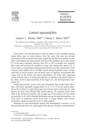 Lateral epicondylitis - NYU Langone Medical Center