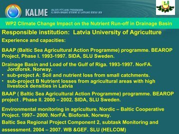 WP2 Climate Change Impact on the Nutrient Run-off in Drainage ...