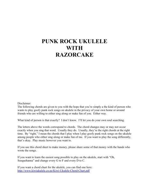 Punk Rock Ukulele Chords Pdf Razorcake
