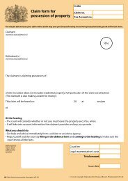 Claim form for possession of property
