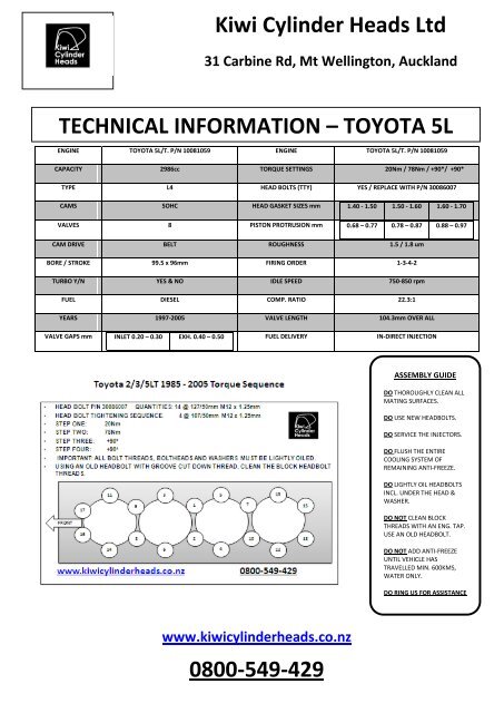 TOYOTA 5L Kiwi Cylinder Heads toyota-5l-kiwi-cylinder-heads