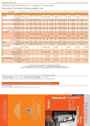 Horaires Beziers Portiragnes