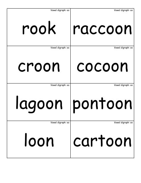 Vowel Digraph oo - Word Way