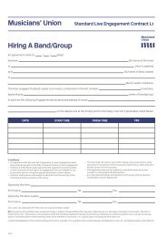 3 Band Live Engagement Contract - Musicians' Union