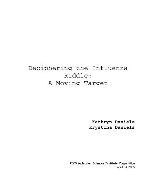 Flu Riddle Deciphering the Influenza Riddle - Science Buddies