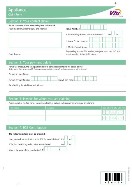 Appliance Claim Forms - Vhi