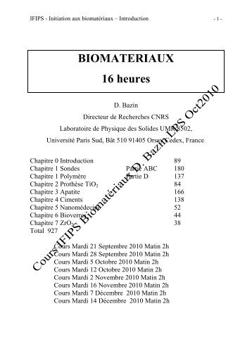 BIOMATERIAUX 16 heures - Espace des Ã©quipes scientifiques