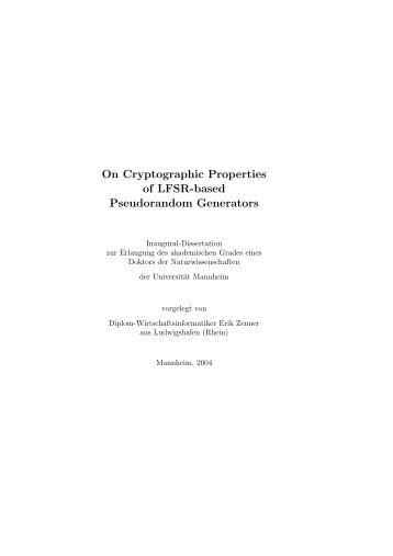 On Cryptographic Properties of LFSR-based Pseudorandom ...