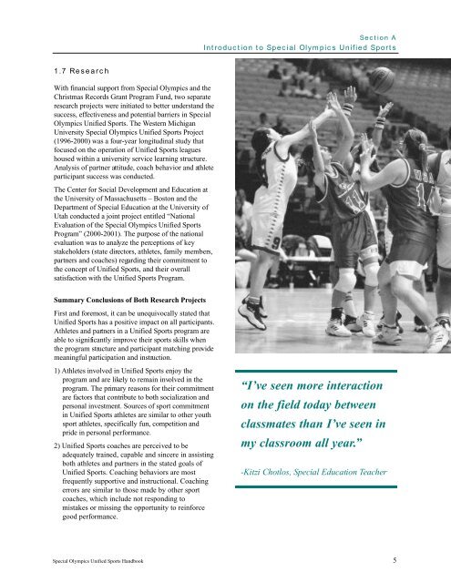 Special Olympics Unified Sports Handbook