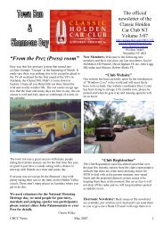 April - Classic Holden Car Club NT Inc.