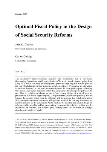 Optimal Fiscal Policy in the Design of Social Security Reforms