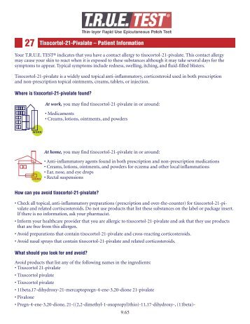 Tixocortol-21-Pivalate â Patient Information - TRUE Test