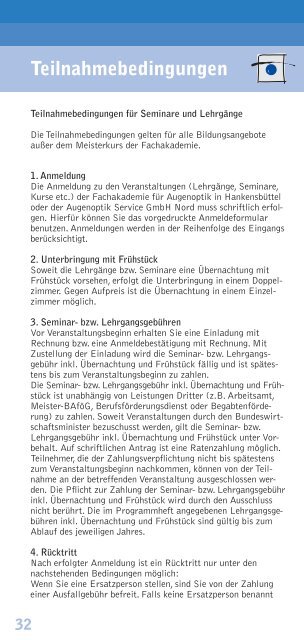 Lehrgangs- und Seminarprogramm - Fachakademie für Augenoptik