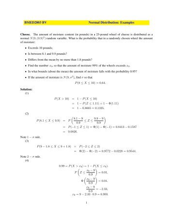 BMED2803 BV Normal Distribution: Examples