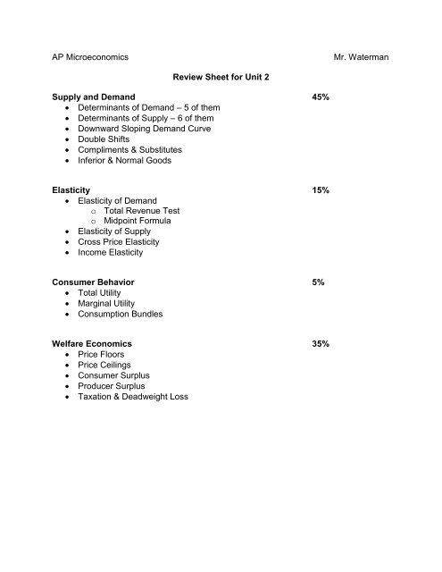 Unit 2 Review Hinsdale South High School