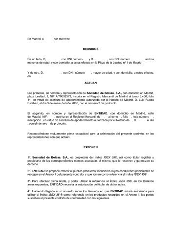 Contrato Marco Licencia Uso - Bolsa de Madrid