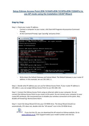 How to setup EW-7416APn in AP mode to use a fix IP ... - Edimax