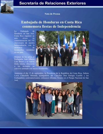 Embajada de Honduras en Costa Rica conmemora fiestas de ...