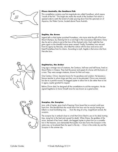 A Collection of Curricula for the STARLAB Greek Mythology Cylinder