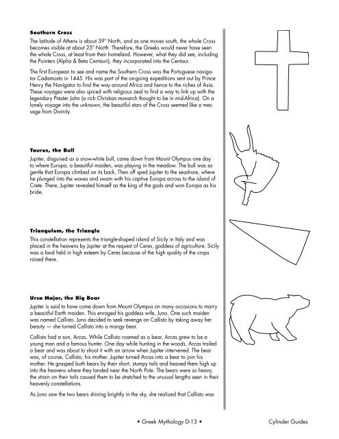 A Collection of Curricula for the STARLAB Greek Mythology Cylinder