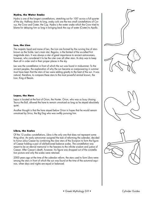 A Collection of Curricula for the STARLAB Greek Mythology Cylinder