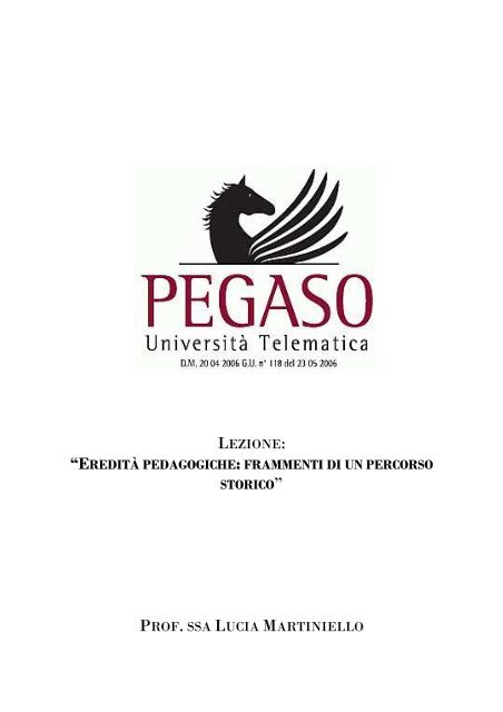 lezione - UniversitÃ  Telematica Pegaso