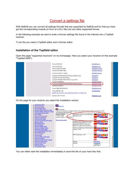 Convert a settings file - SetEdit