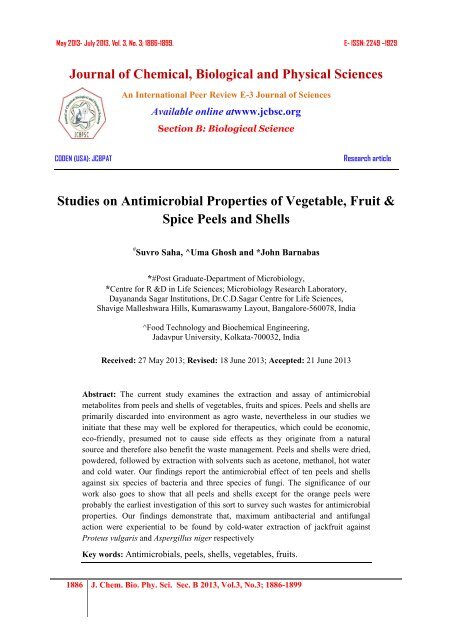 Studies on Antimicrobial Properties of Vegetable, Fruit & Spice ...