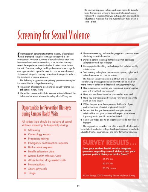 Primary Prevention of Sexual Violence - American College Health ...