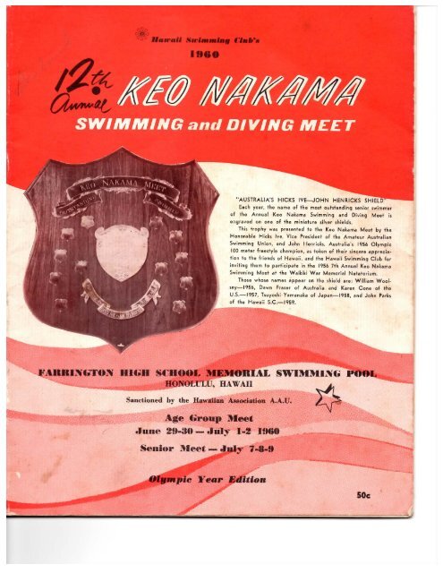 1960 Keo Nakama Invitational - Hawaii Swimming