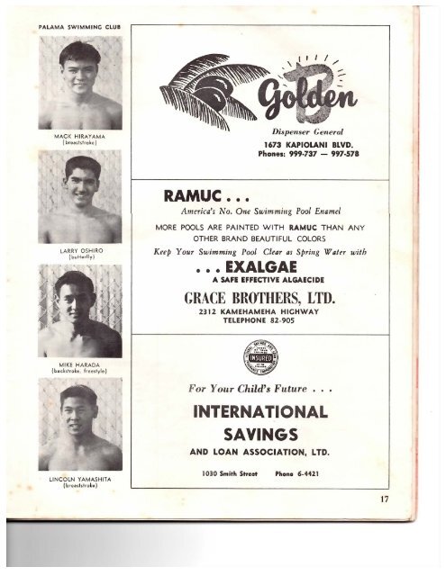 1960 Keo Nakama Invitational - Hawaii Swimming