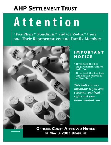 Settlement trust for phentermine