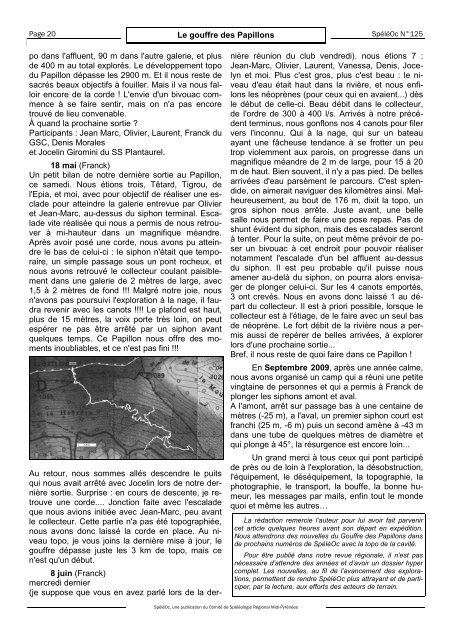 nÂ° 125 - 2010 - ComitÃ© spÃ©lÃ©ologique rÃ©gional Midi-PyrÃ©nÃ©es