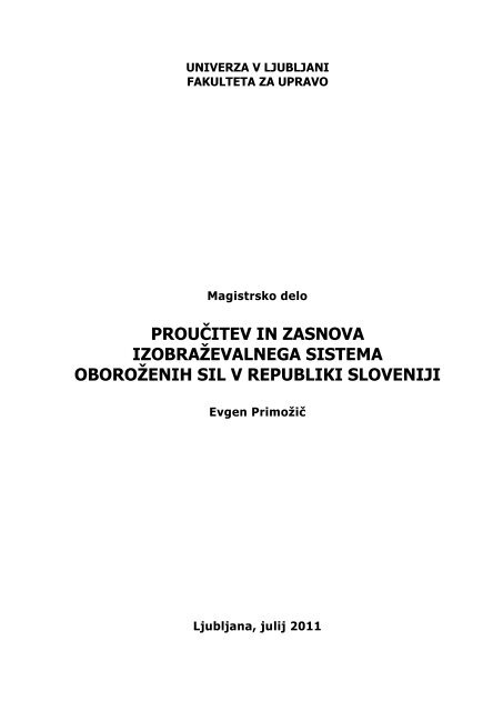 prouÄitev in zasnova izobraÅ¾evalnega sistema oboroÅ¾enih sil v ...