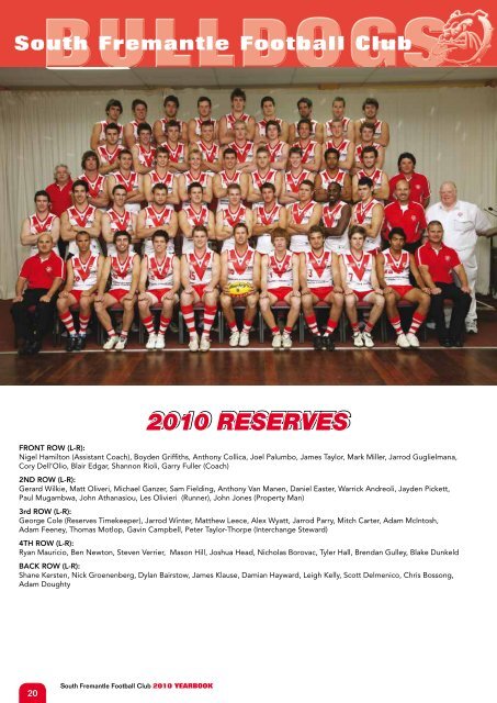 2010 YEARBOOK 2010 YEARBOOK - South Fremantle Football Club