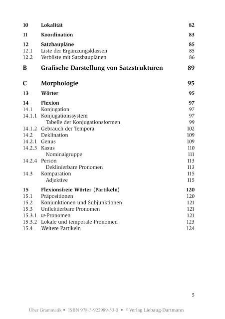 Inhaltsübersicht A Syntax 11