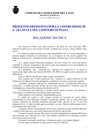 RELAZIONE TECNICA - Comune di Castiglione del Lago