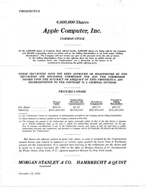 4600000 Shares Apple Computer, Inc. - The SWTPC Computer ...