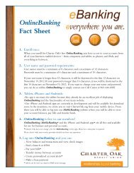OnlineBanking Fact Sheet - Charter Oak Federal Credit Union
