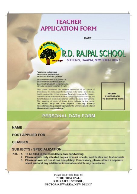 personal fitness form - RD Rajpal Public School