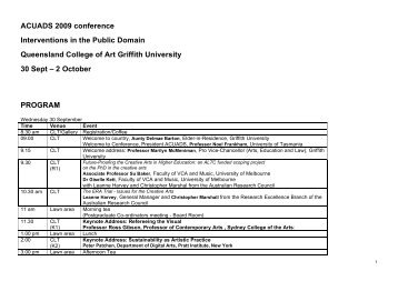 ACUADS 2009 conference Interventions in the ... - Griffith University