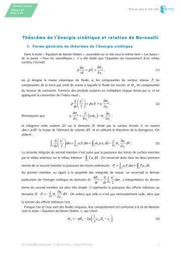 Theoreme de energie cinetique - Grenoble Sciences