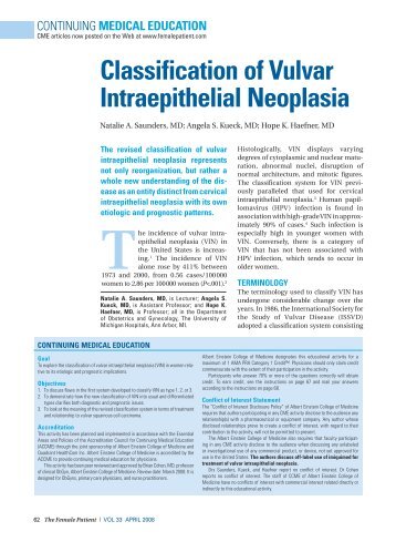 Classification of Vulvar Intraepithelial Neoplasia - The Female Patient