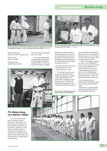 7-8 / 2008 Juli / August K 10339 2,65 EUR www.budo-nrw.de