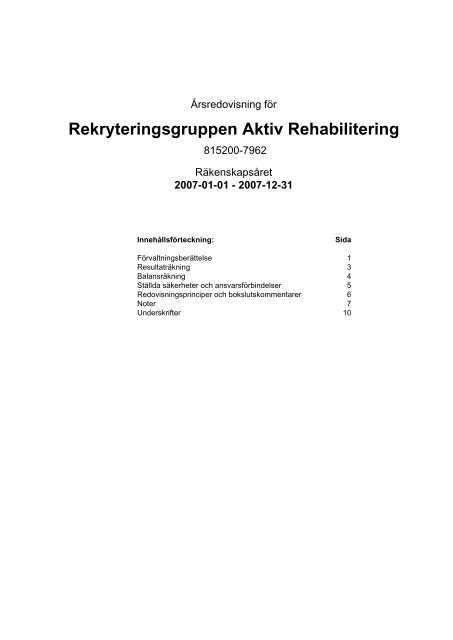 Rekryteringsgruppen Aktiv Rehabilitering