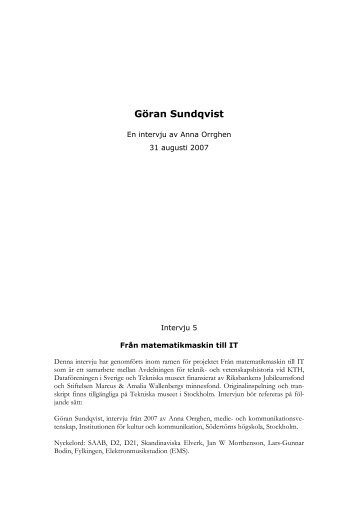 GÃ¶ran Sundqvist - Tekniska museet