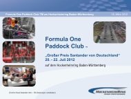 Preise „Formula One Paddock Club TM “ - Hockenheimring