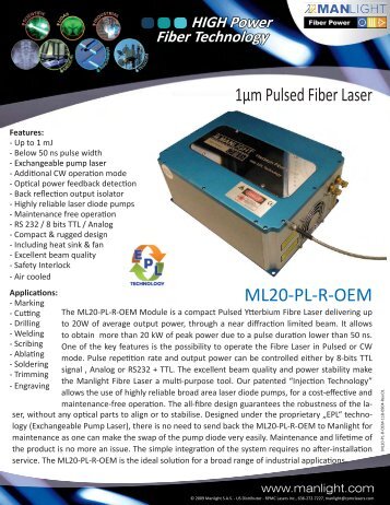 ML20-PL-R-OEM 1Âµm Pulsed Fiber Laser - Photonic Sourcing
