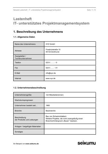 Beispiel-Lastenheft: IT-unterstütztes ... - Seikumu