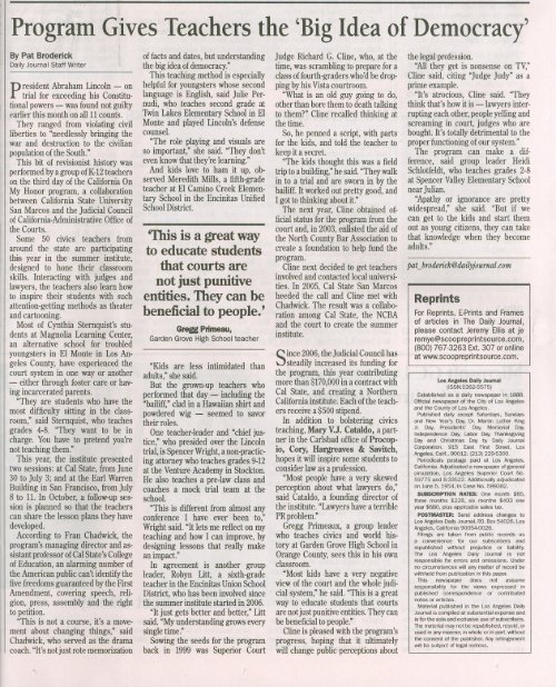 Article about Mr. Primeaux's involvement with California On My ...